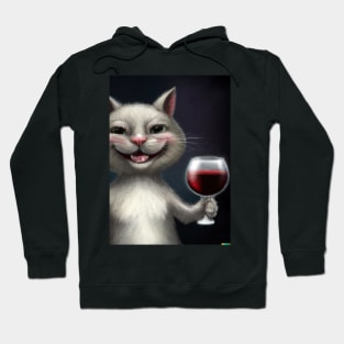 Cat with Wine Hoodie